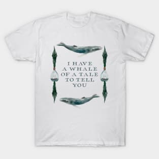 Ocean Quote Ship In a Bottle Seaweed Blue Whale Nautical Watercolor T-Shirt